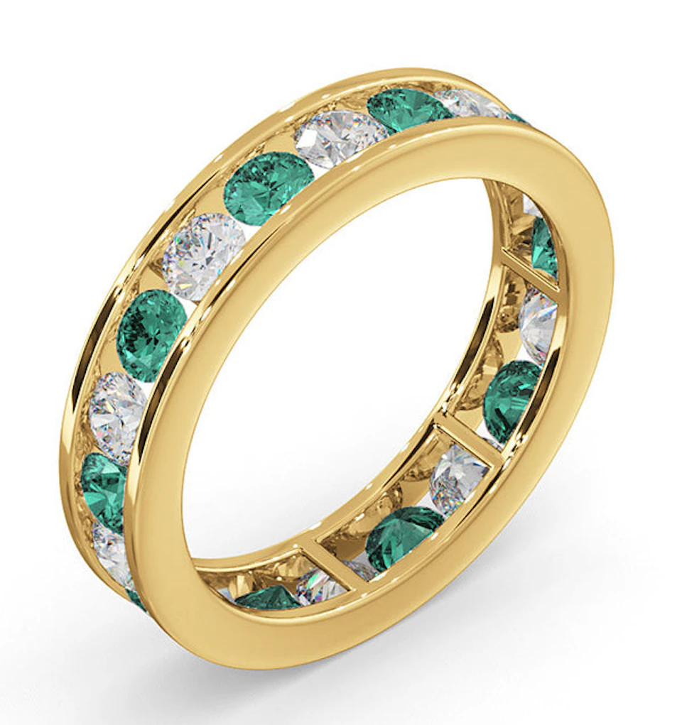 ETERNITY RING RAE DIAMONDS G/VS AND EMERALD 1.70CT - 18K GOLD