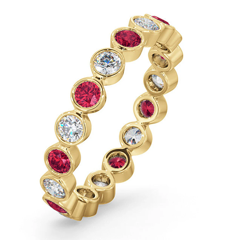 Emily 18K Gold Ruby 0.70ct and G/VS 0.50CT Diamond Eternity Ring