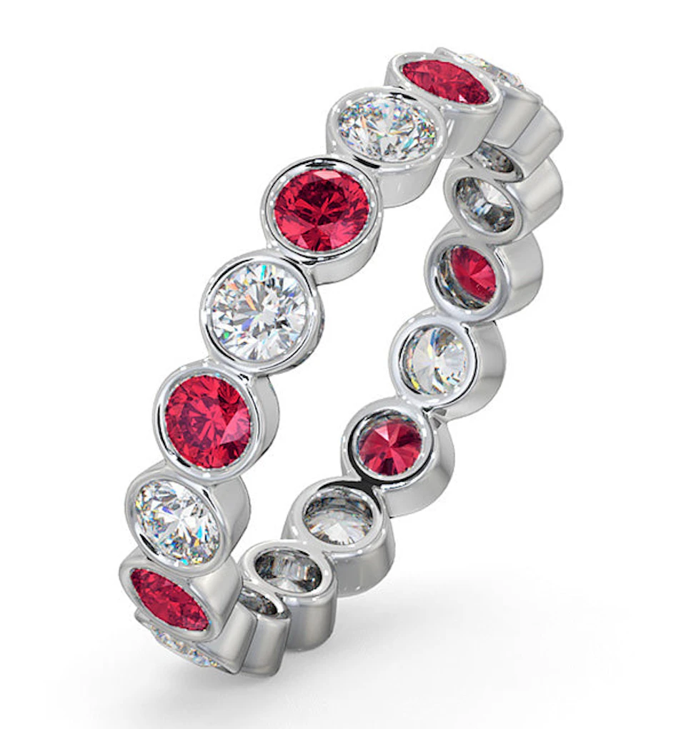 Ruby 1.50ct And G/VS Diamond 18KW Gold Eternity Ring