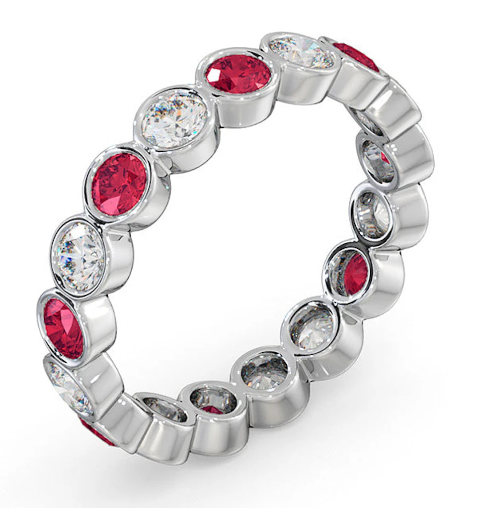 Ruby 1.50ct And G/VS Diamond 18KW Gold Eternity Ring
