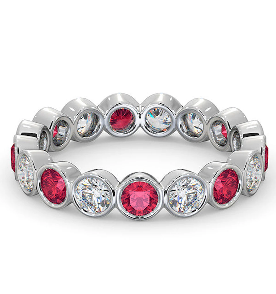 Ruby 1.50ct And G/VS Diamond 18KW Gold Eternity Ring