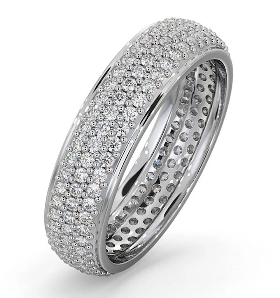 Mens 1ct H/Si Diamond 18K White Gold Full Band Ring