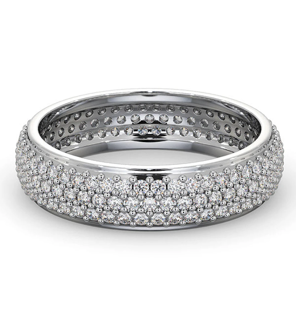 Mens 1ct H/Si Diamond 18K White Gold Full Band Ring