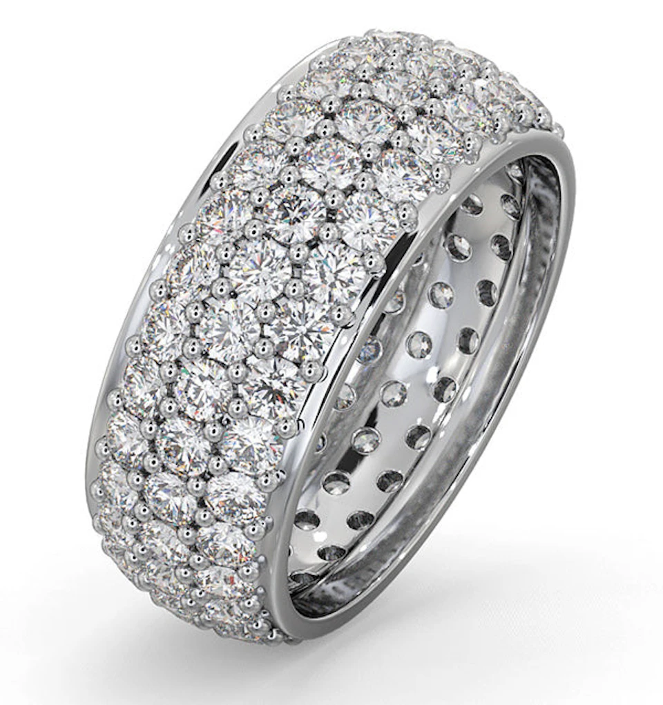 Mens 3ct G/Vs Diamond 18K White Gold Full Band Ring Z