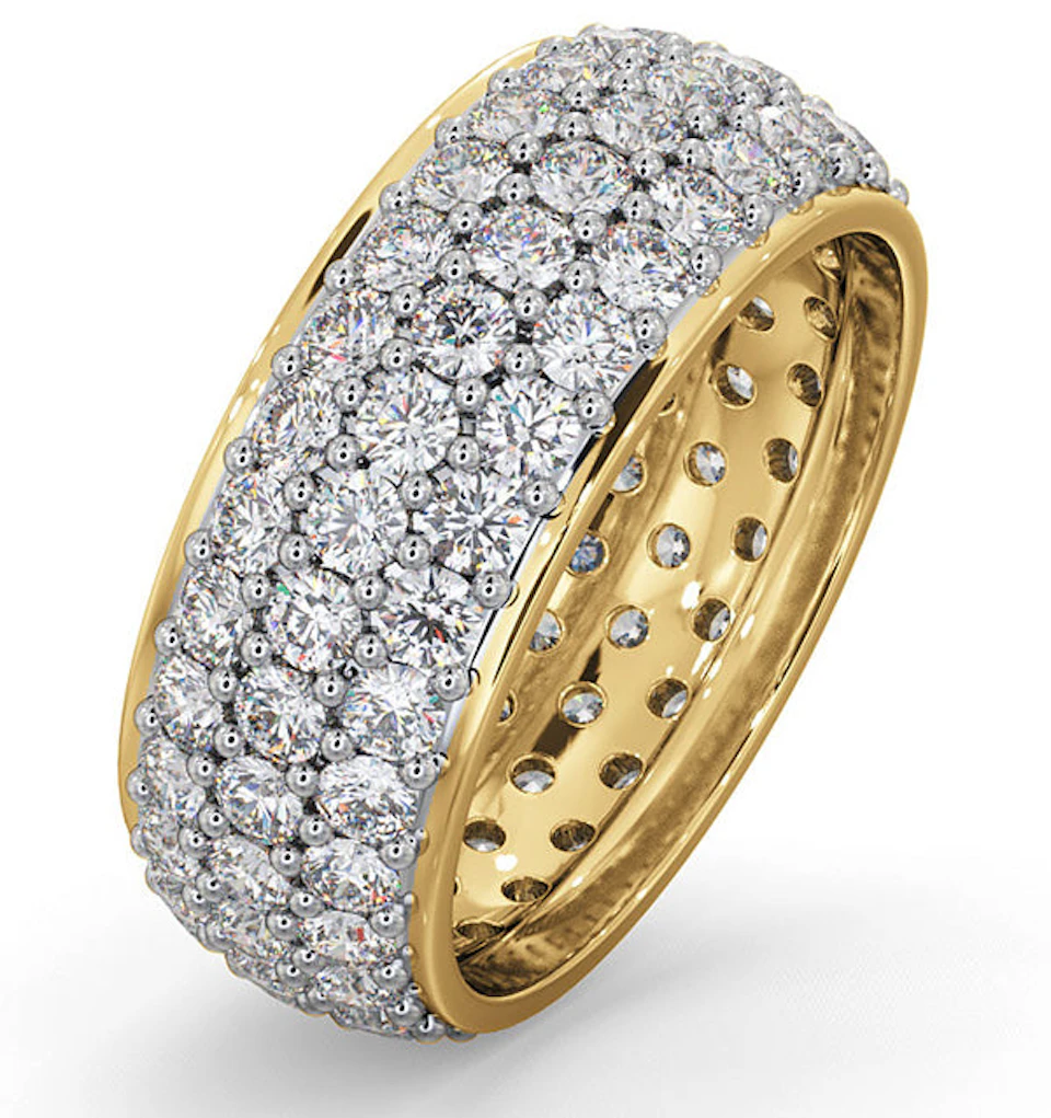 Mens 3ct G/Vs Diamond 18K Gold Full Band Ring