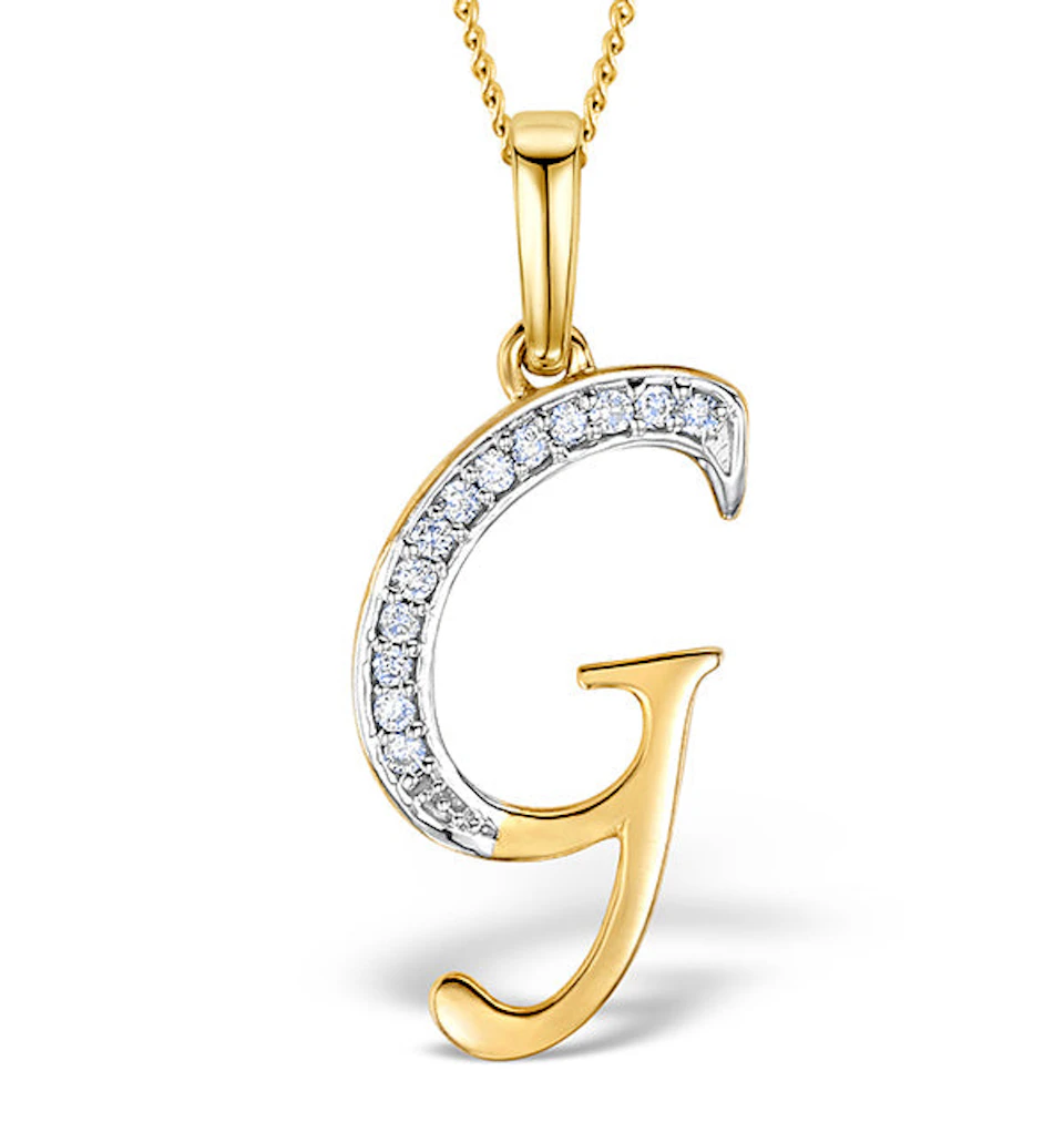 Initial 'G' 0.05ct Lab Diamond Pendant Necklace in 18K Gold Vermeil