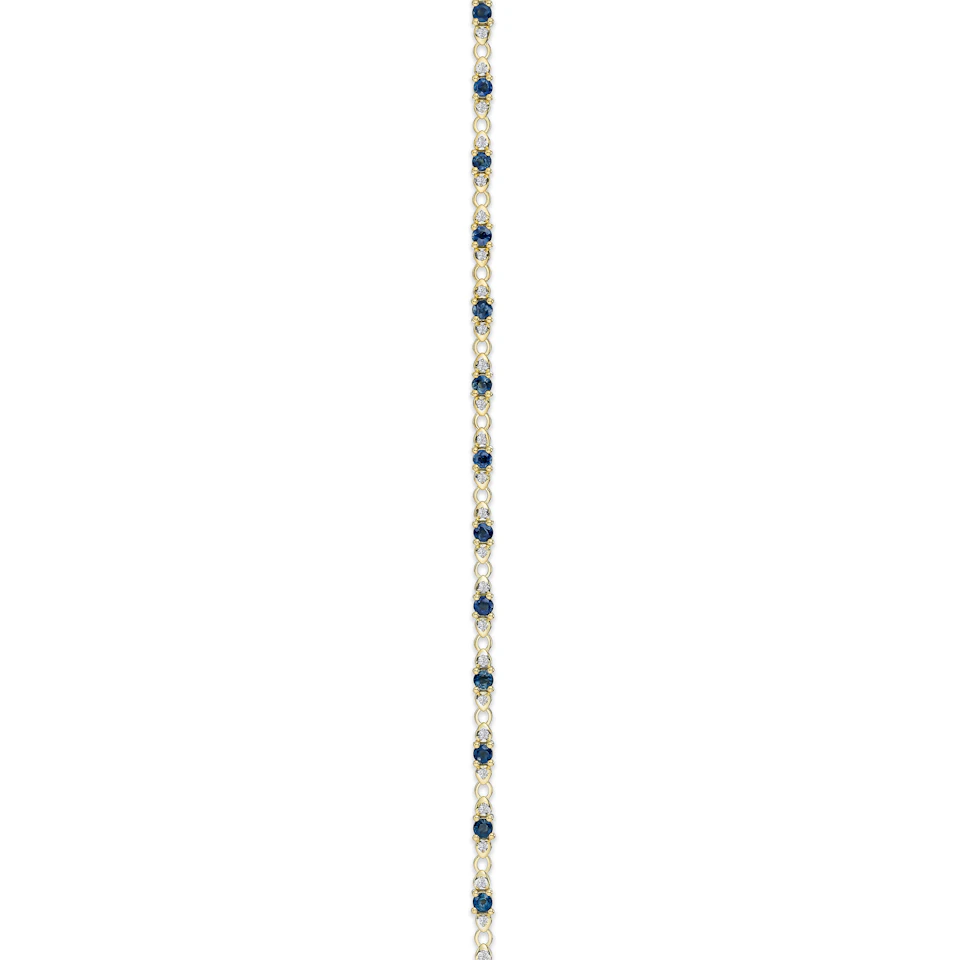 9K Gold Diamond and Sapphire Claw Set Link Bracelet