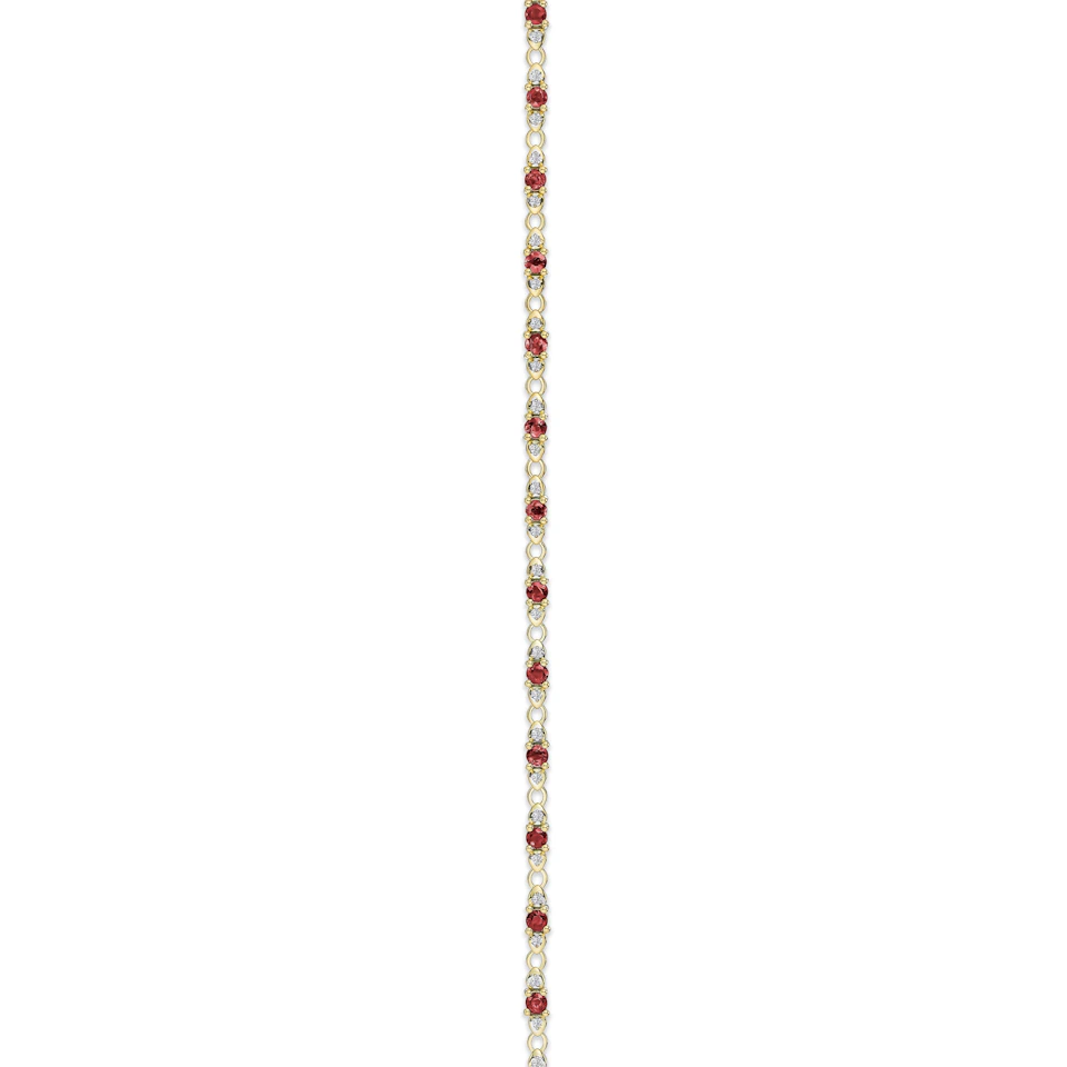 9K Gold Diamond and Ruby Claw Set Link Bracelet