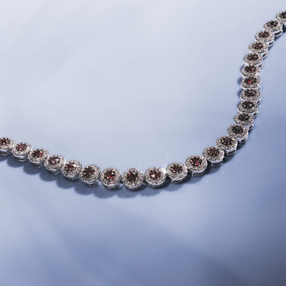 1.36ct Ruby and 1ct Diamond Stellato Bracelet in 9K White Gold