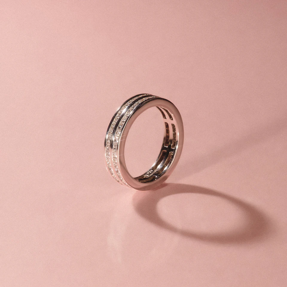 Mens 2ct H/Si Diamond 18K White Gold Full Band Ring
