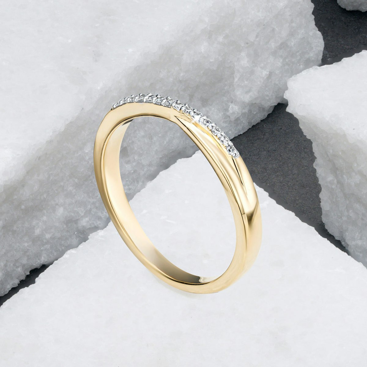 Lab Diamond Half Eternity Wave Ring 0.05ct in 18K Gold Vermeil