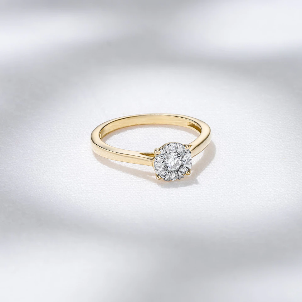 0.25ct Lab Diamond Cluster Solitaire Ring H/Si in 18K Gold Vermeil