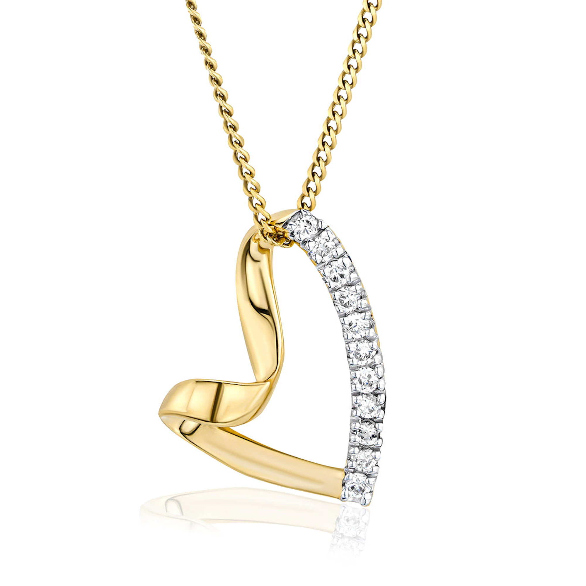 Lab Diamond Heart Necklace Pendant 0.10ct H/SI Set in 18K Gold Vermeil