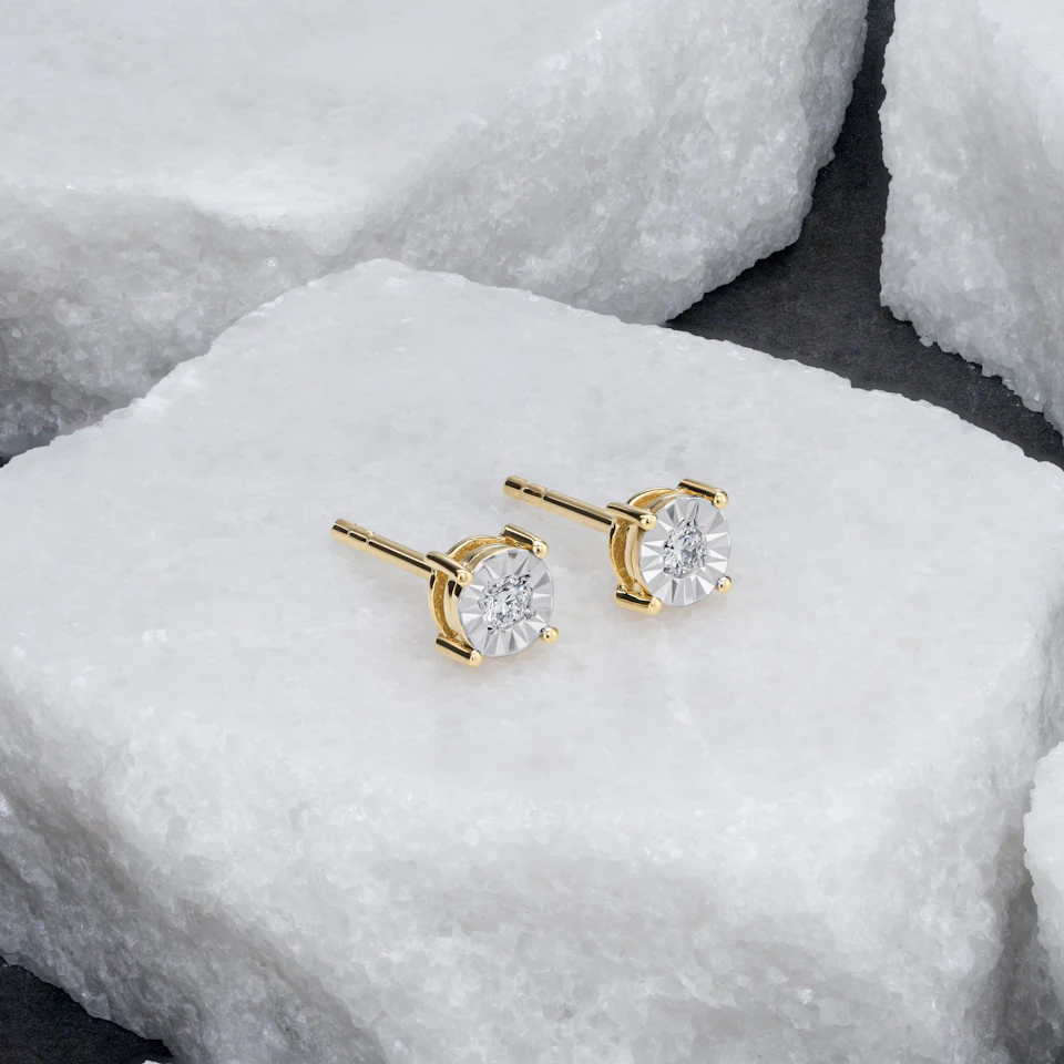 Lab Diamond Studs Earrings 5mm 0.10ct H/Si in 18K Gold Vermeil