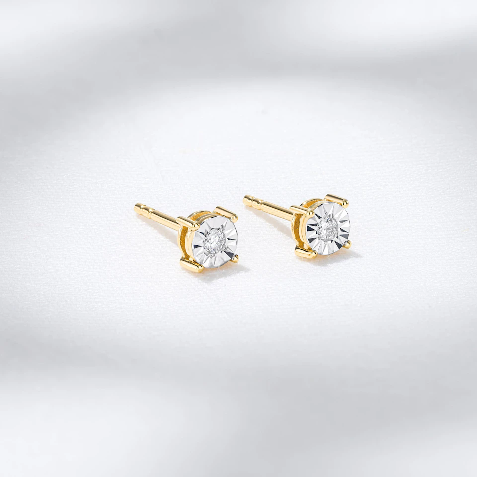 Lab Diamond Studs Earrings 5mm 0.10ct H/Si in 18K Gold Vermeil