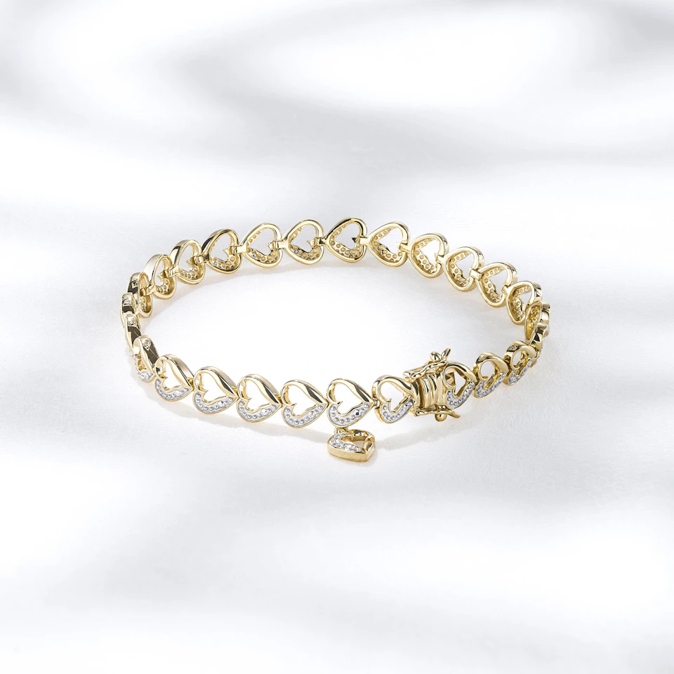 Diamond 18K Gold Vermeil Heart Bracelet