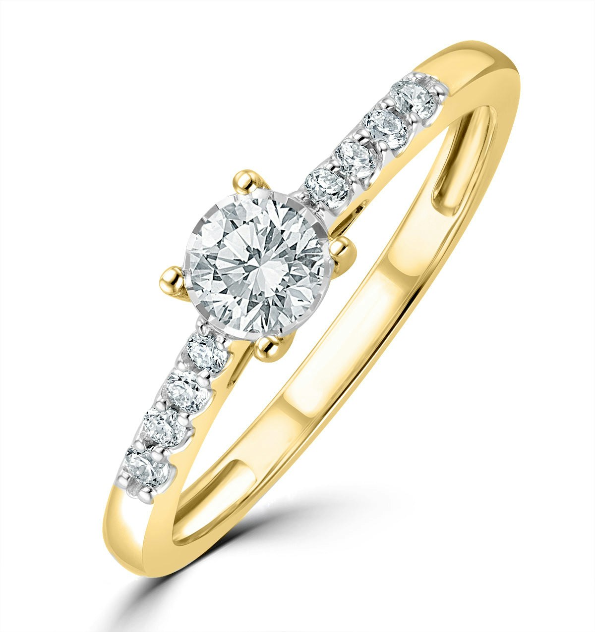 Lab Diamond Side Stone Engagement Ring 0.25ct H/Si in 18K Gold Vermeil