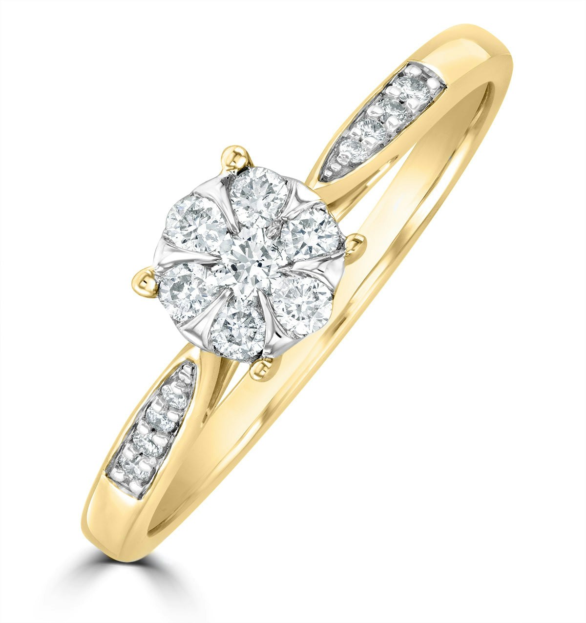 Lab Diamond Engagement Ring With Shoulders 0.25ct H/Si in 18K Gold Vermeil