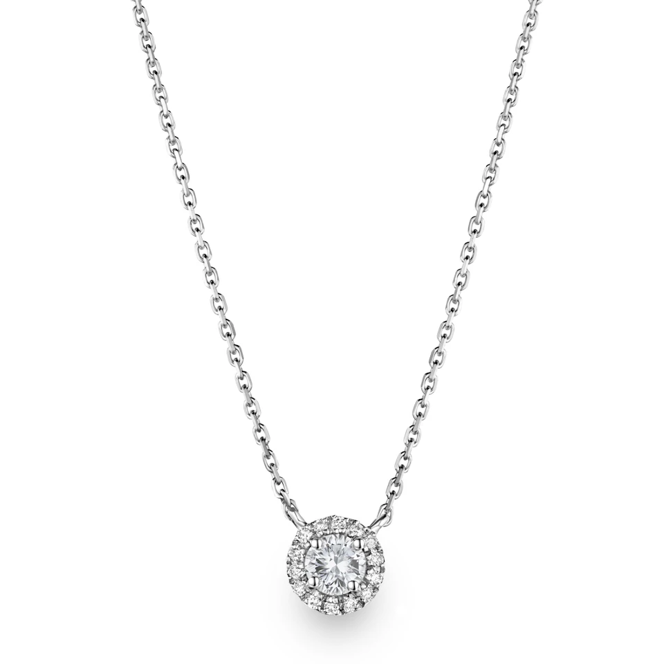 Lumia Lab Diamond Halo Necklace 1.30ct F/VS in 9K White Gold