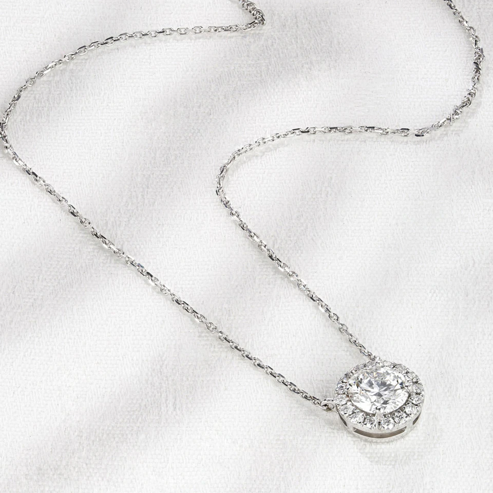 Lumia Lab Diamond Halo Necklace 1.30ct F/VS in 9K White Gold