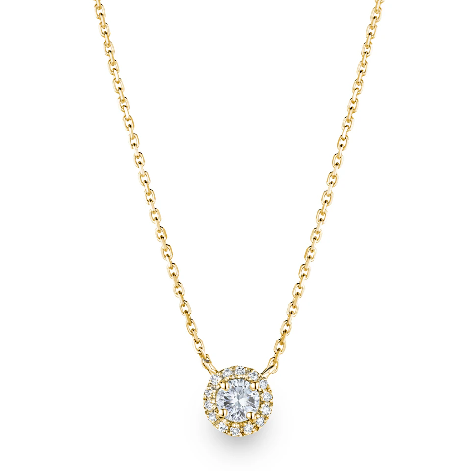 Lumia Lab Diamond Halo Necklace 1.30ct F/VS in 9K Gold