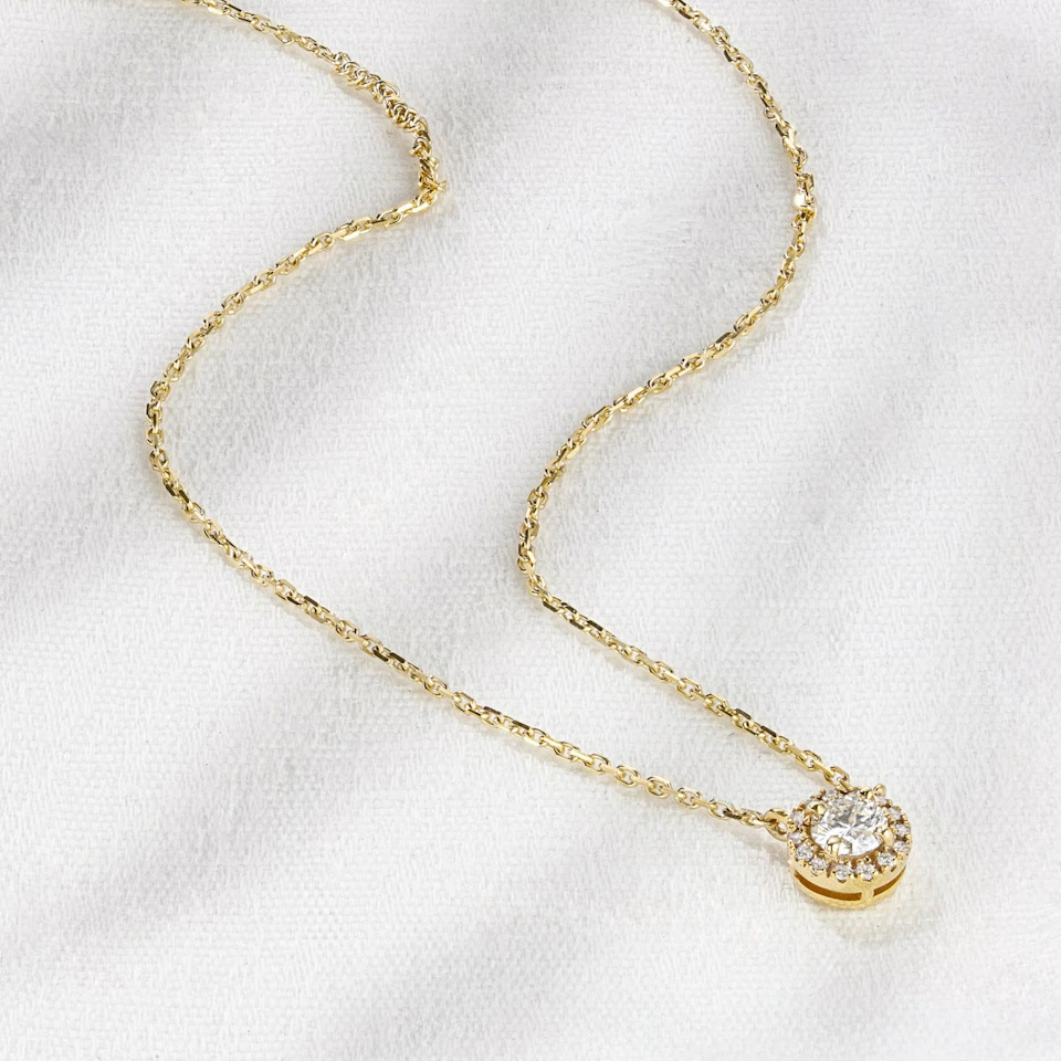 Lumia Lab Diamond Halo Necklace 1.30ct F/VS in 9K Gold