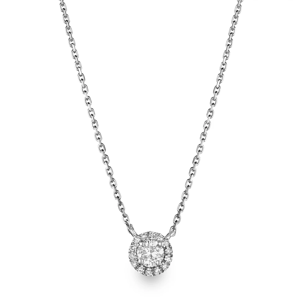 Lumia Lab Diamond Halo Necklace 0.40ct F/VS in 9K White Gold