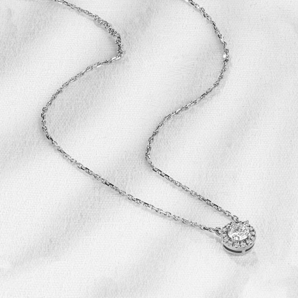 Lumia Lab Diamond Halo Necklace 0.40ct F/VS in 9K White Gold