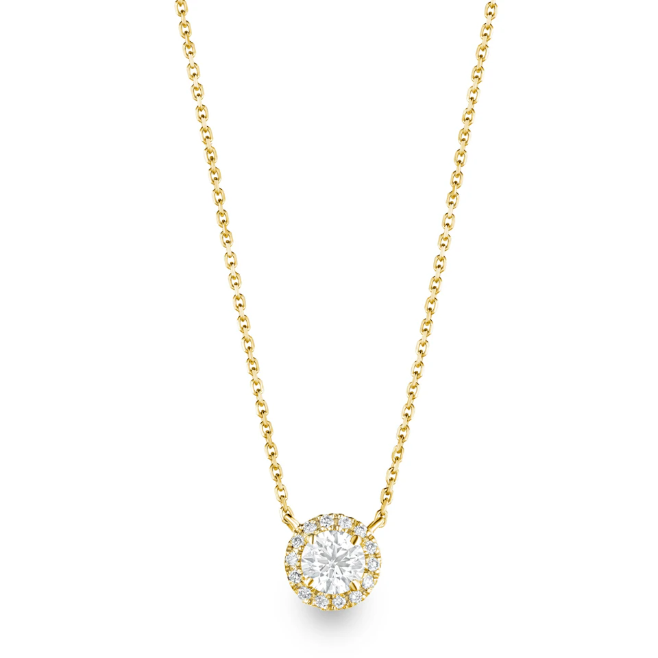 Lumia Lab Diamond Halo Necklace 0.70ct F/VS in 9K Gold