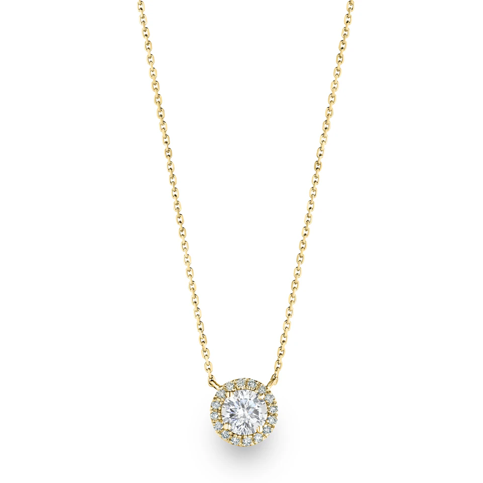 Lumia Lab Diamond Halo Necklace 1.00ct F/VS in 9K Gold