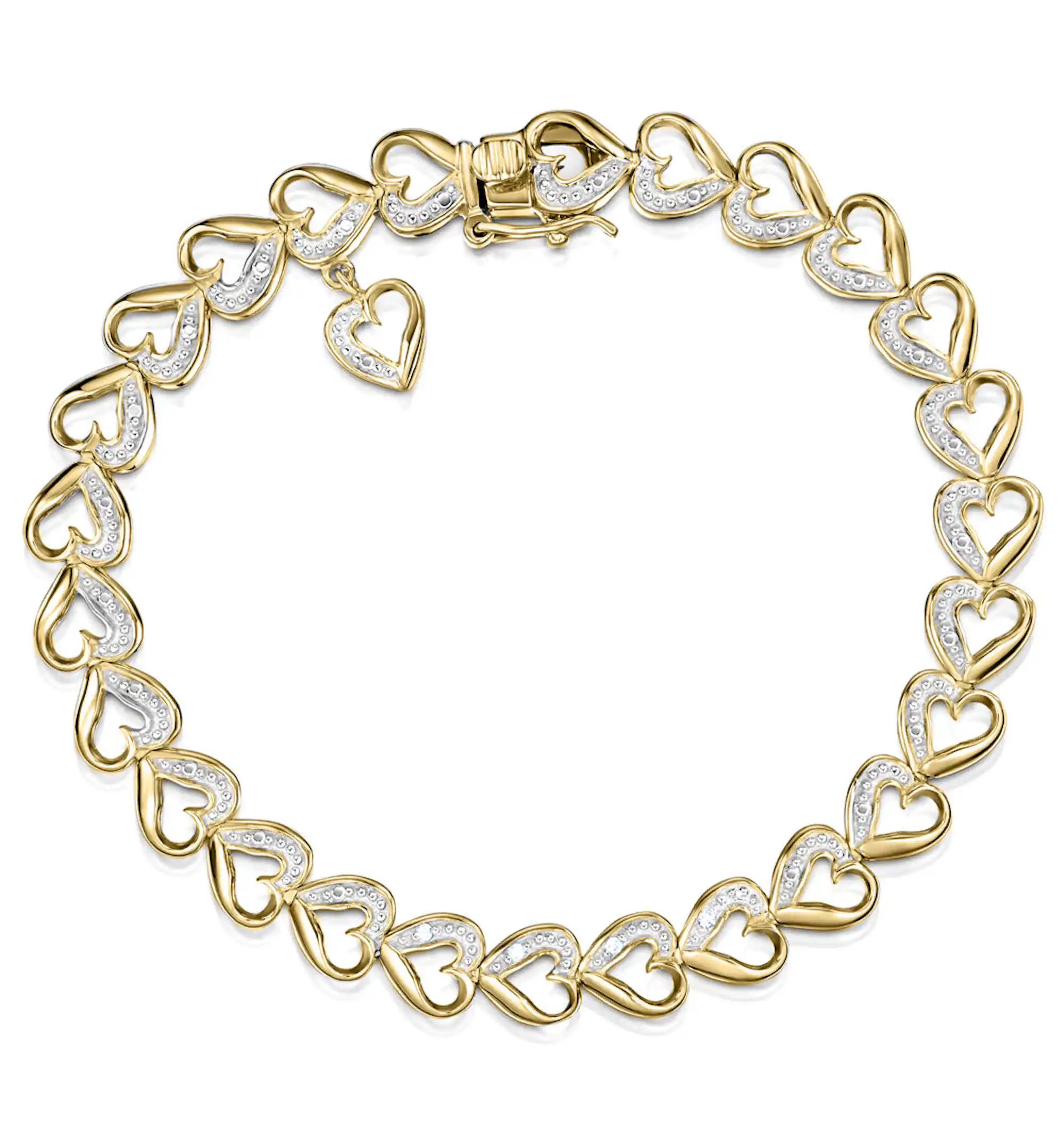 Diamond 18K Gold Vermeil Heart Bracelet