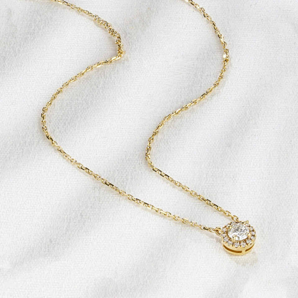 Lumia Lab Diamond Halo Necklace 0.40ct F/VS in 9K Gold