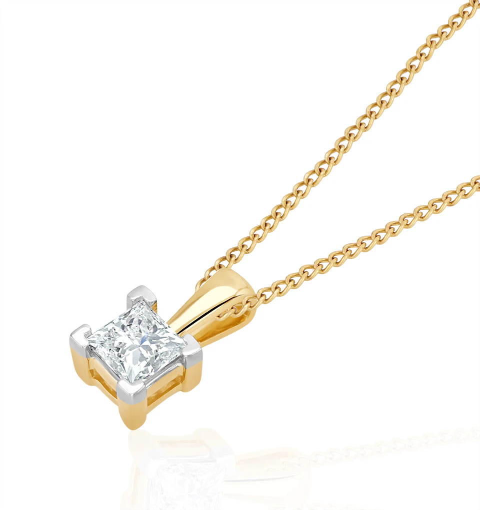 0.33ct Lab Diamond Princess Cut Solitaire Necklace in 9K Gold