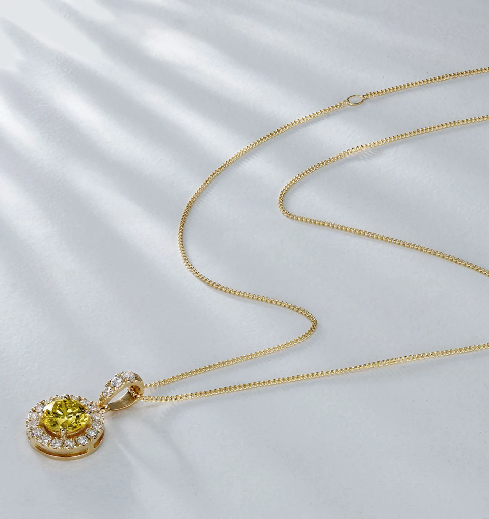 Ella Yellow Lab Diamond 1.38ct Pendant Necklace in 18K Yellow Gold - Elara Collection