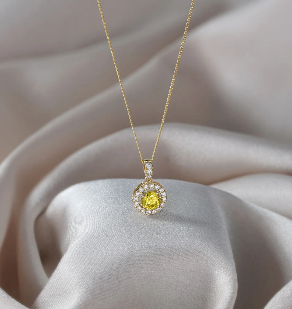 Ella Yellow Lab Diamond 1.38ct Pendant Necklace in 18K Yellow Gold - Elara Collection