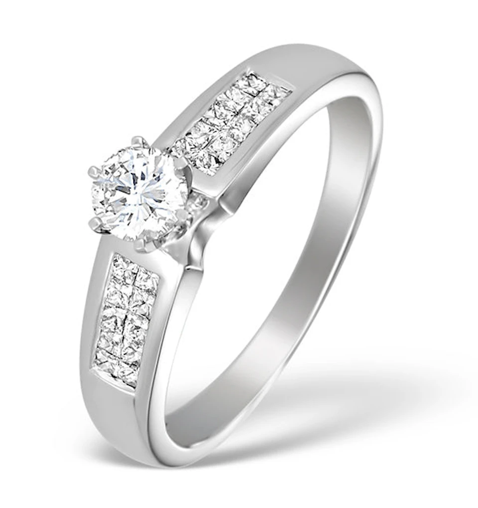 18K White Gold Lab Diamond Solitaire Ring with Shoulder Detail (0.55ct)