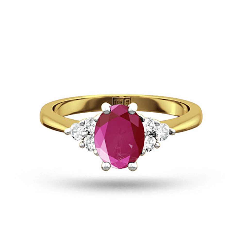 18K Gold 0.85ct Pink Sapphire and 0.12ct Diamond Ring