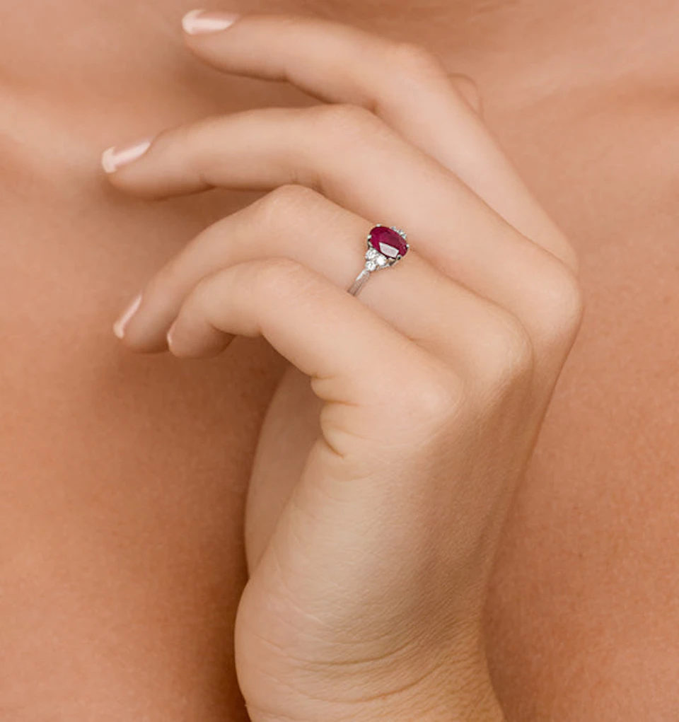 Ruby 0.90ct And Diamond 18K White Gold Ring