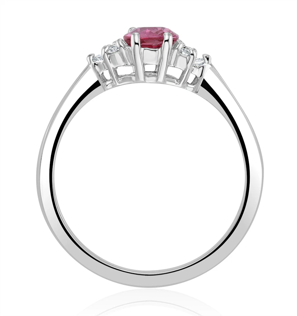 18K White Gold 0.85ct Pink Sapphire and 0.12ct Diamond Ring