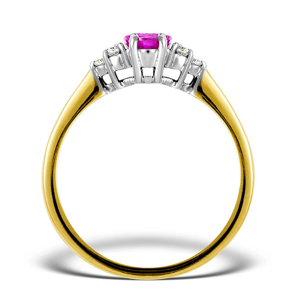 18K Gold 0.85ct Pink Sapphire and 0.12ct Diamond Ring