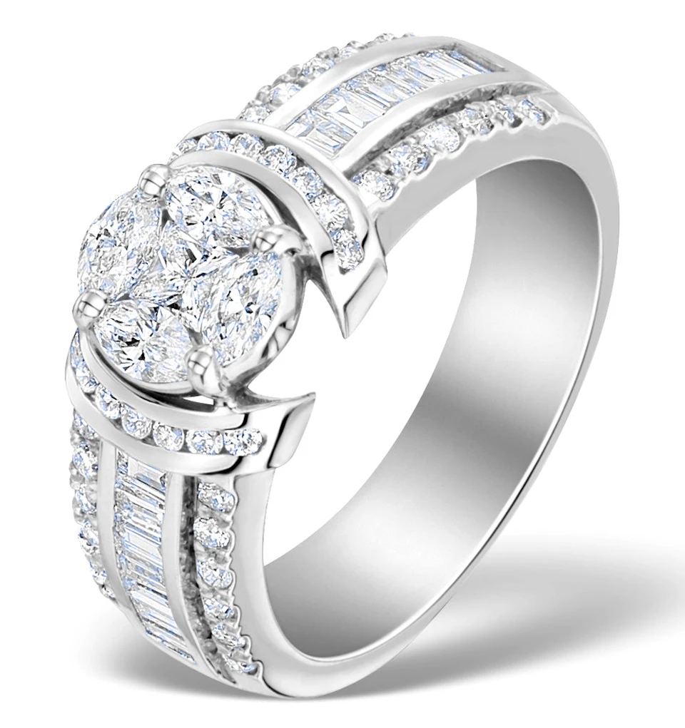 Engagement Ring Galileo 1.50ct Look Diamonds 18K White Gold N4488