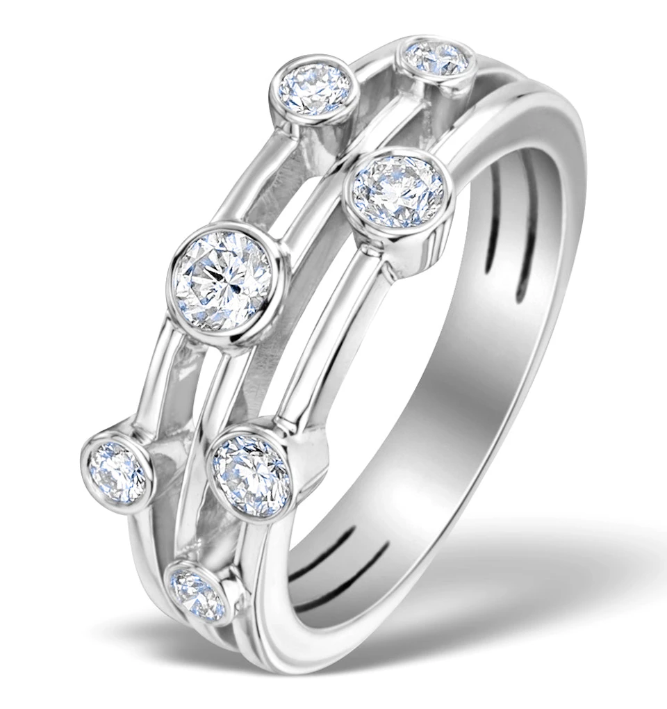 Rain Drops Diamond 0.50ct And Platinum Rubover Ring SIZES L N P