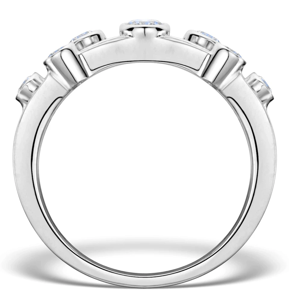 Rain Drops Diamond 0.50ct And 18K White Gold Rubover Ring