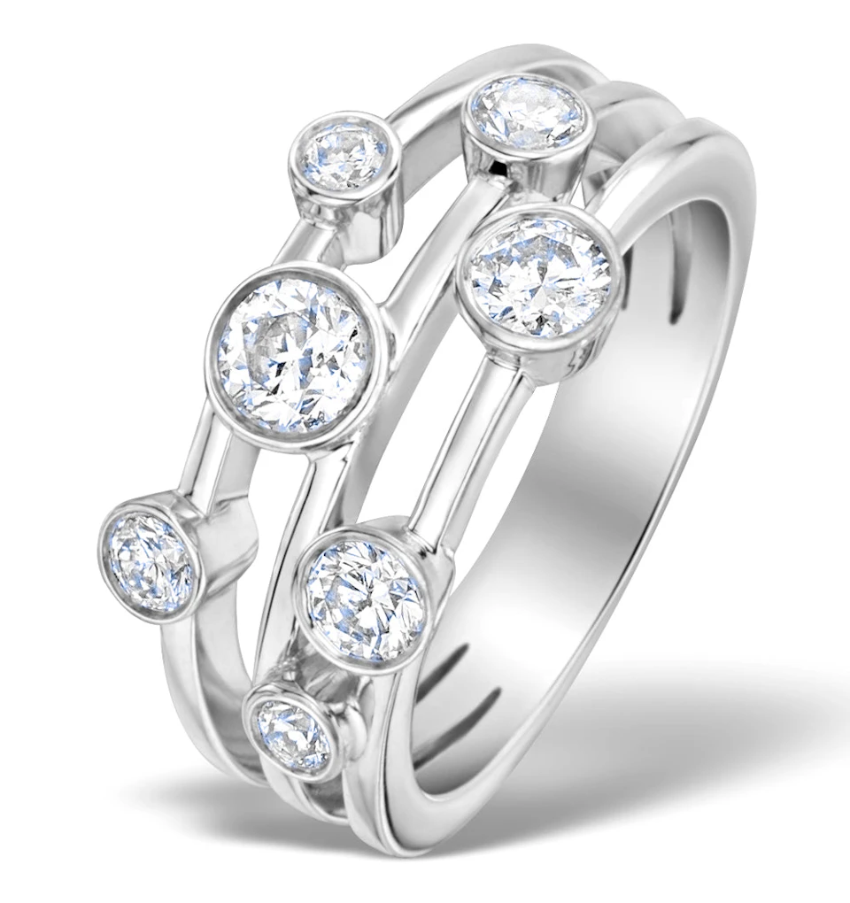 Rain Drops Diamond 1.00ct And Platinum Rubover Ring