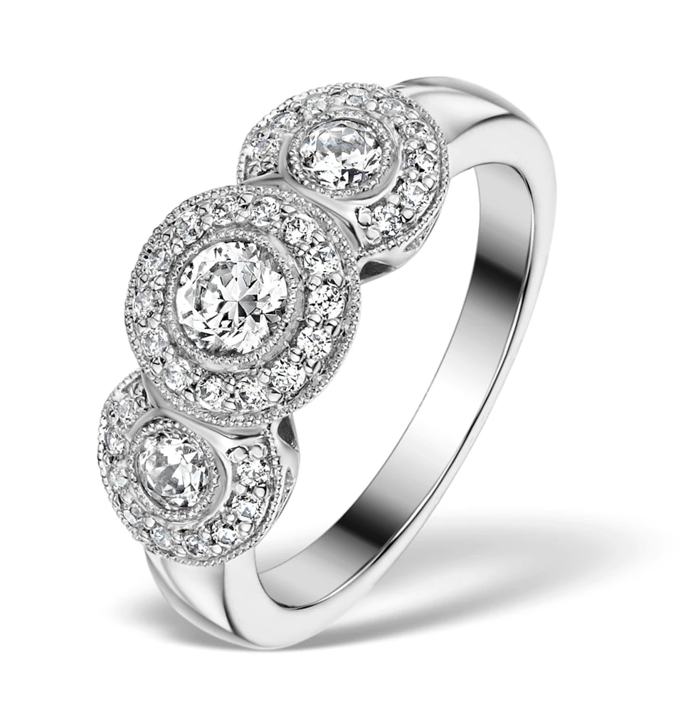 Celeste Halo Pave Ring 0.92ct of H/Si Lab Diamonds in 9K White Gold