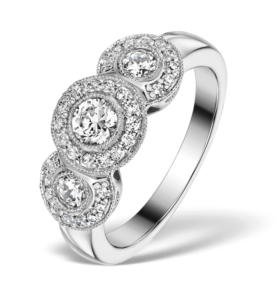 Halo Pave Ring - Celeste - 0.92ct of H/Si Diamonds in 18K White Gold
