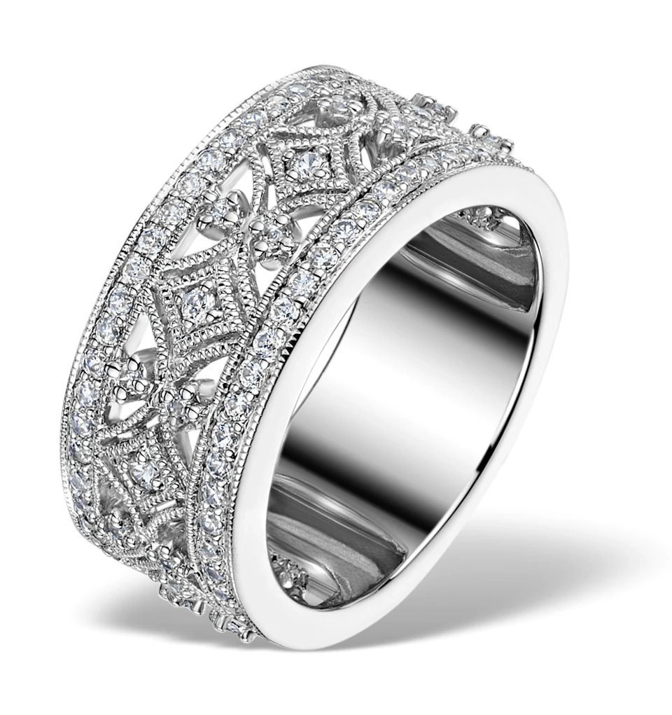 Vintage Wide Diamond Ring - Florence - 0.75ct 18K White Gold - N4528