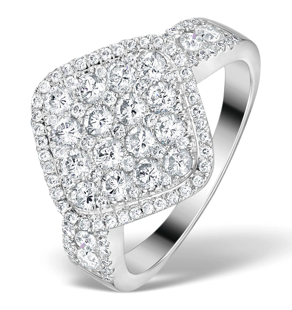 Diamond Galileo 1.75CT Side Stone Ring in 18K White Gold Ring - N4536Y