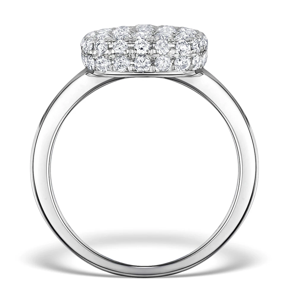 Diamond Pave Cushion Ring 1.25CT H/Si in 18K White Gold Ring - N4537Y
