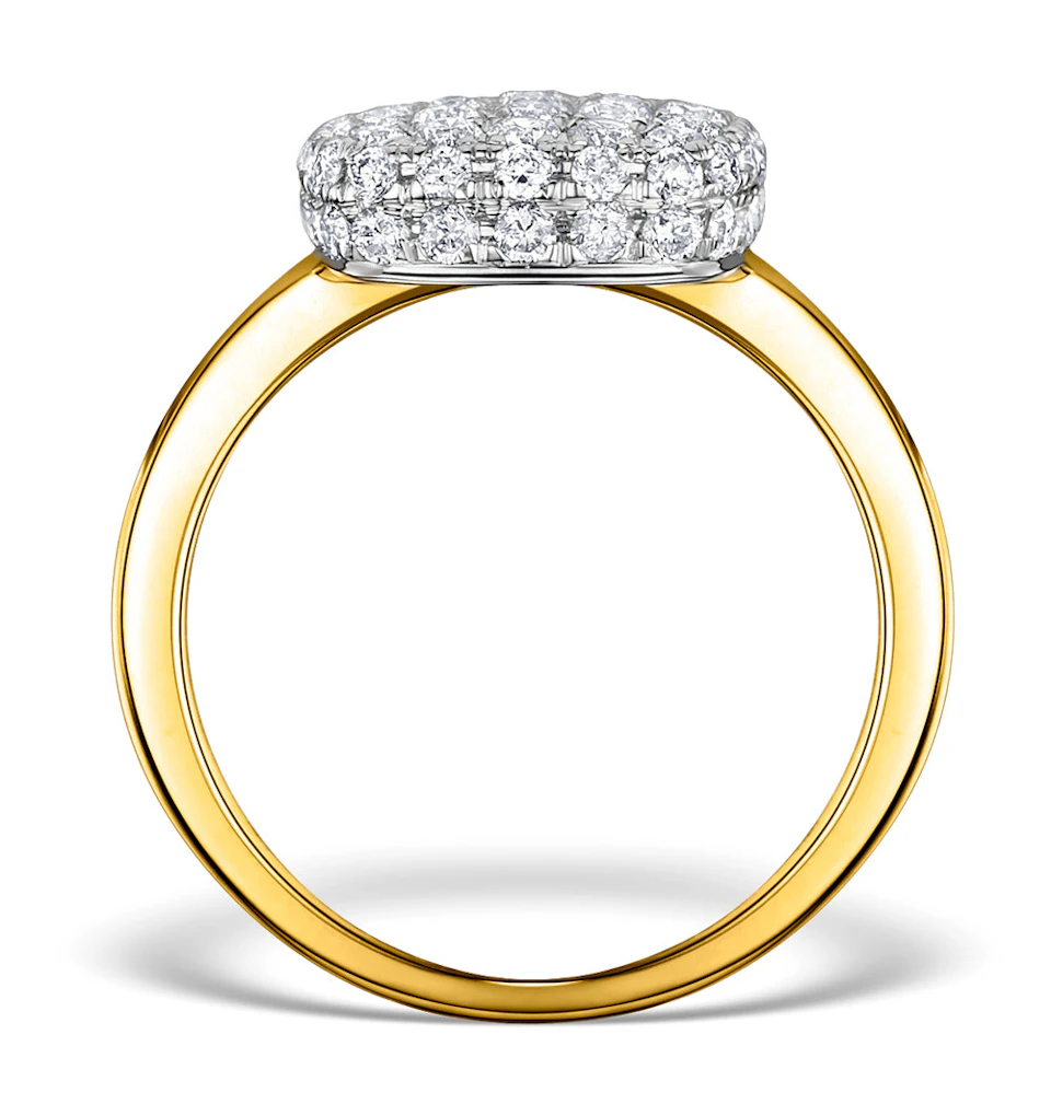 Diamond Pave Cushion Ring 1.25CT H/Si in 18K Gold Ring - N4537